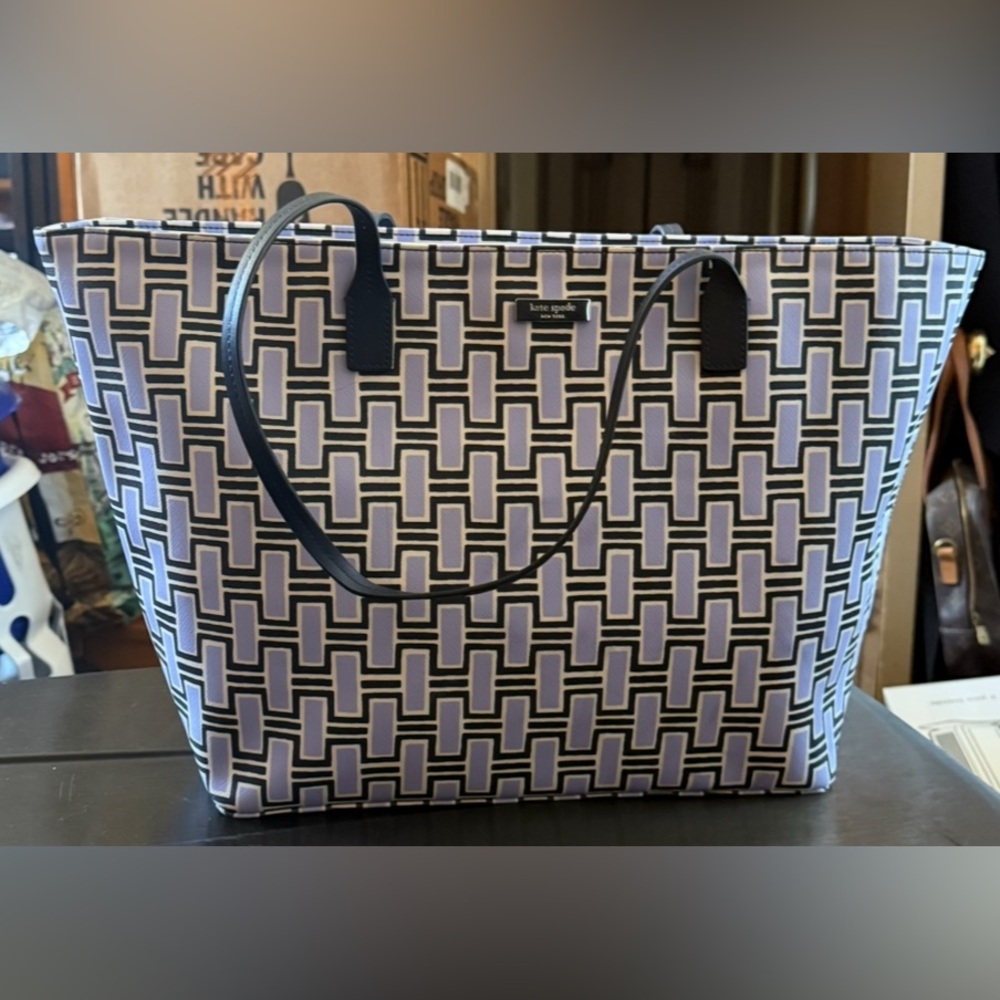 Kate Spade Navy and Light Blue Patterned Tote